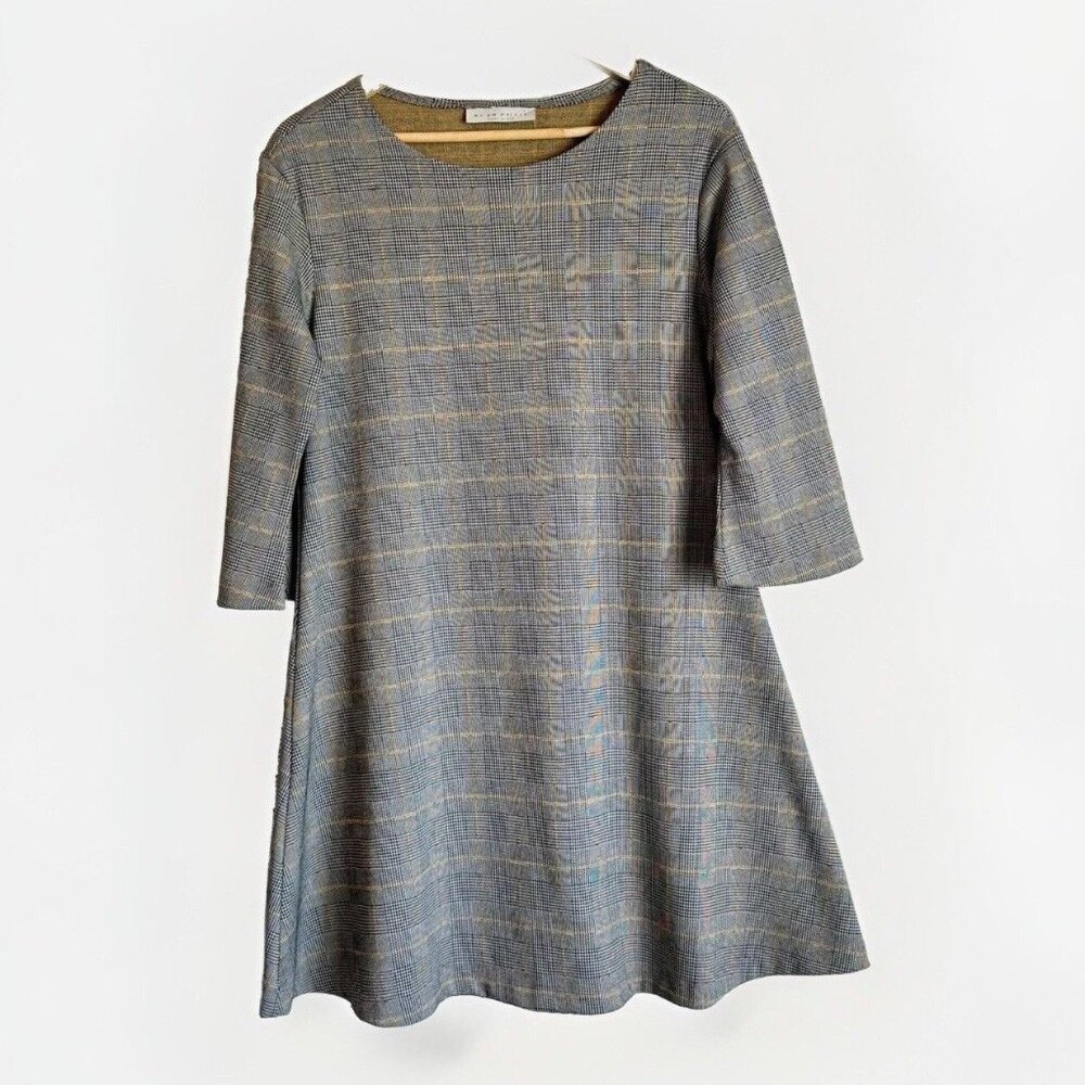 Bryn Walker Irys Carnaby Ponte Knit Plaid Dress Size Medium 3/4 Sleeves Academia